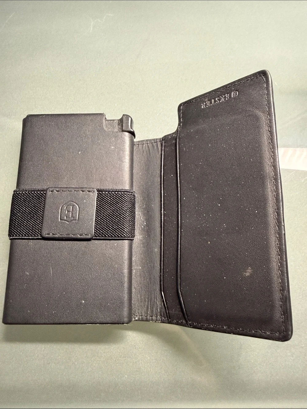 Elkster Black Wallet Phone Case with Elastic Strap and Card Slots